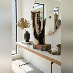 Rare Abstract Ceramic Sculpture | Torn Textured Modern Art Decor Unique